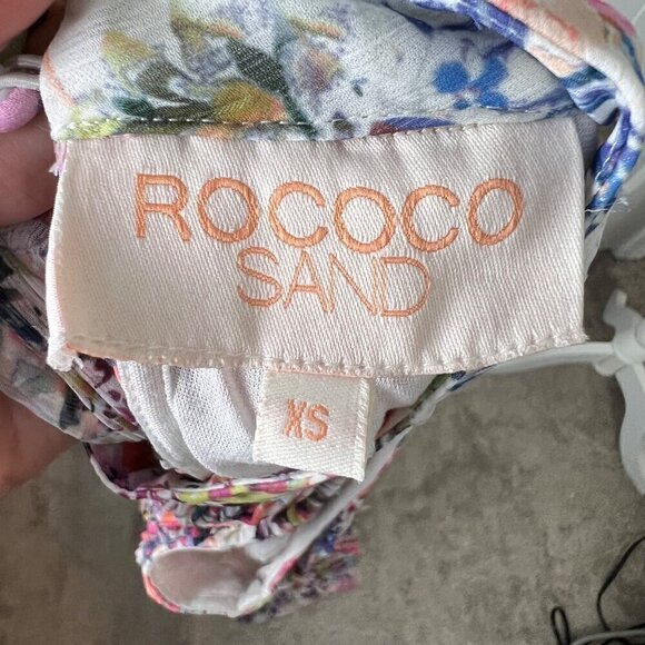 Rococo Sand Halter Maxi Dress Size XS Multicolor Floral Pleated Smocked Waist - Picture 13 of 16